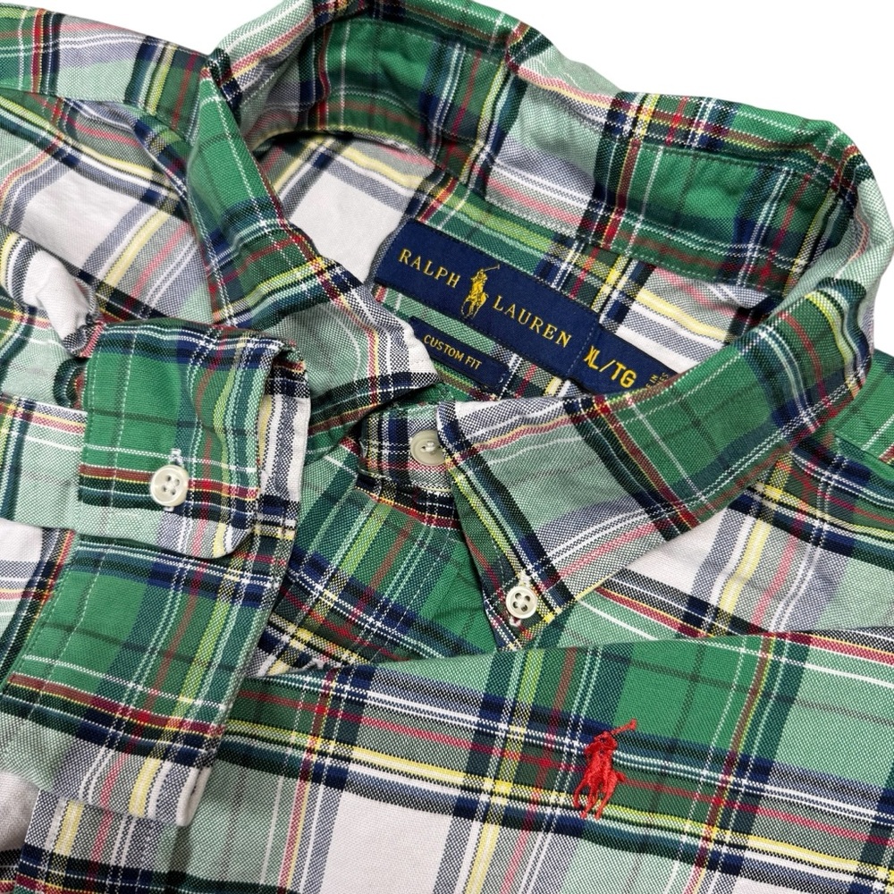Ralph Lauren Men’s XL Plaid Cotton Oxford Custom Fit Long‎ Sleeve Button-Down